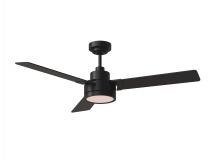 Generation Lighting - Seagull US 3JVR52MBKD - Jovie 52" Dimmable Indoor/Outdoor Integrated LED Midnight Black Ceiling Fan with Light Kit Wall