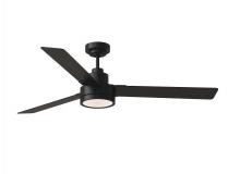 Generation Lighting - Seagull US 3JVR58MBKD - Jovie 58" Dimmable Indoor/Outdoor Integrated LED Midnight Black Ceiling Fan with Light Kit, Hand
