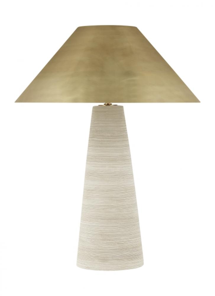 Modern Karam dimmable LED Large Table Lamp in a Natural Brass/Gold Colored finish