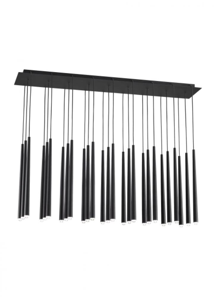 Modern Pylon dimmable LED 27 Light Ceiling Chandelier in a Nightshade Black finish