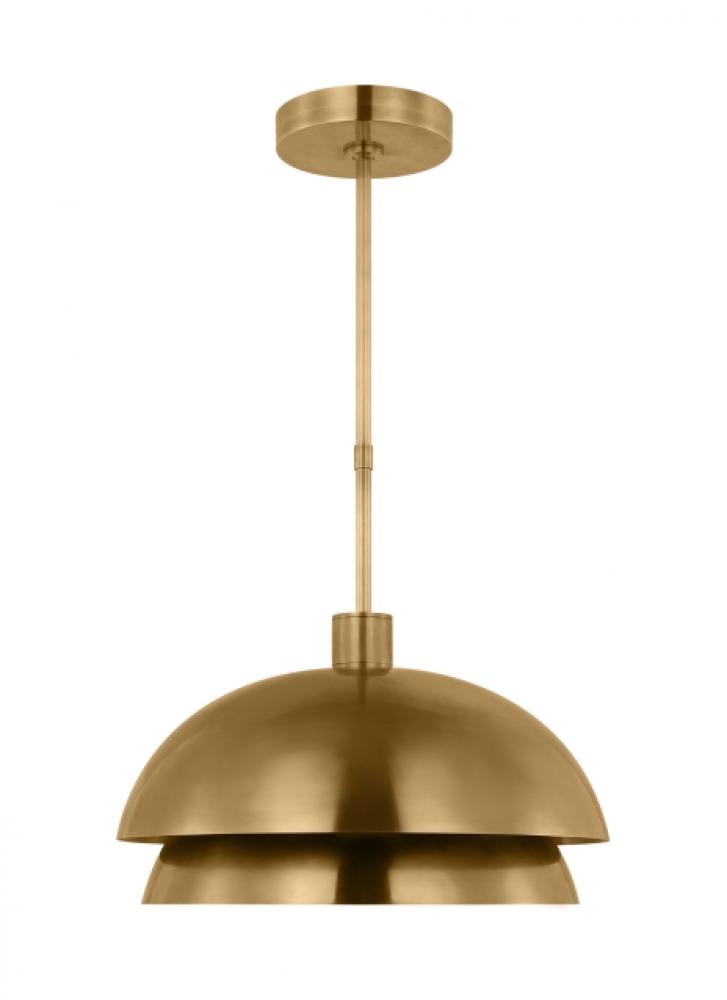 The Shanti Large 1-Light Damp Rated Integrated Dimmable LED Ceiling Pendant in Natural Brass