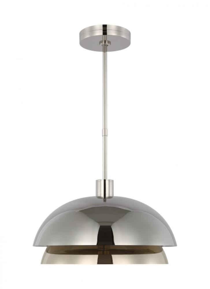 The Shanti Large 1-Light Damp Rated Integrated Dimmable LED Ceiling Pendant in Polished Nickel