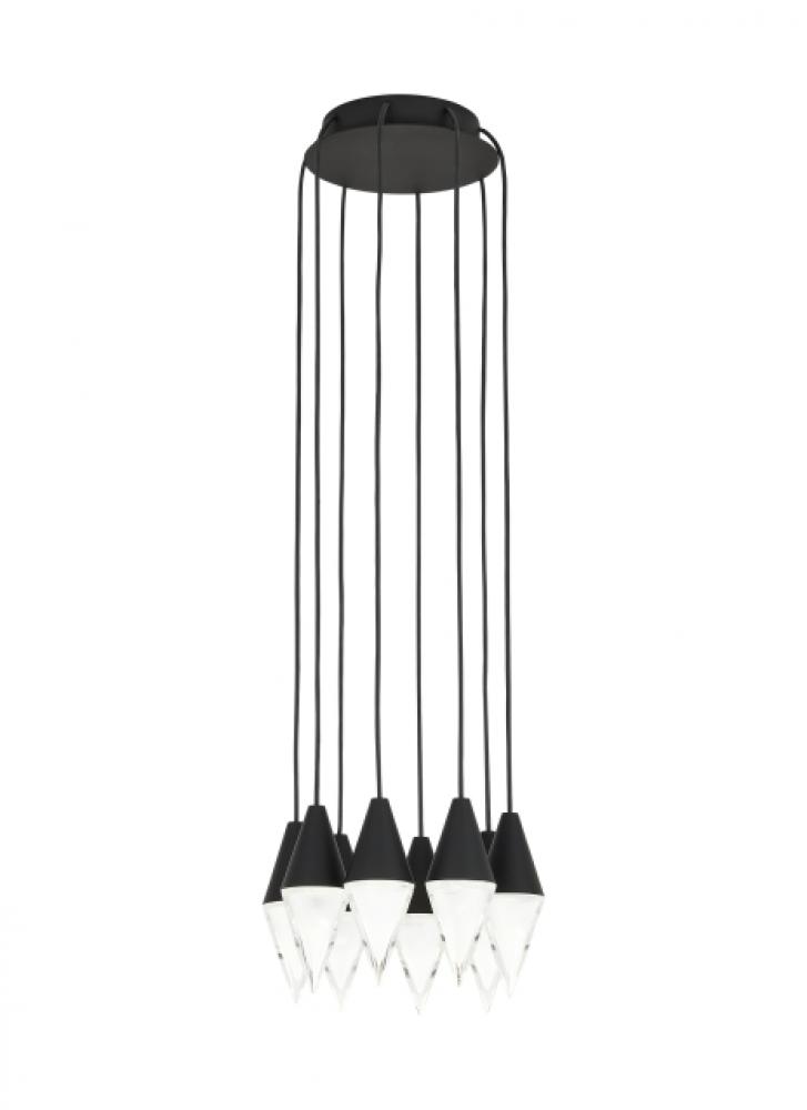 Modern Turret dimmable LED 8-light Ceiling Chandelier in a Nightshade Black finish
