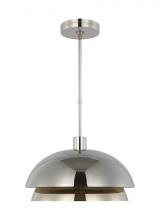 Visual Comfort & Co. Modern Collection SLPD13427N - The Shanti Large 1-Light Damp Rated Integrated Dimmable LED Ceiling Pendant in Polished Nickel