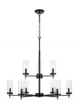 Visual Comfort & Co. Studio Collection 3190309EN-112 - Zire dimmable indoor 9-light LED chandelier in a midnight black finish with clear glass shades