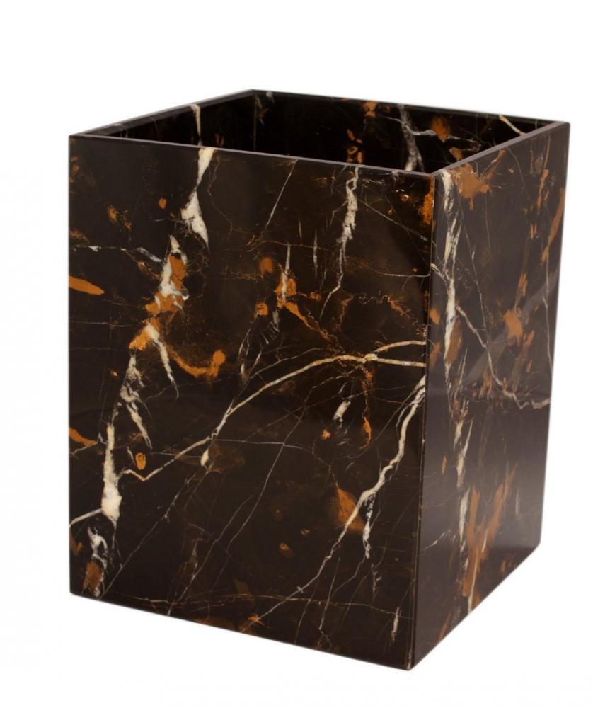Myrtus Collection Black & Gold Marble Waste Bin