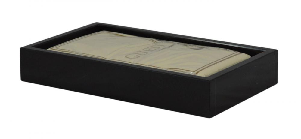 Myrtus Collection Jet Black Marble Guest Towel Tray