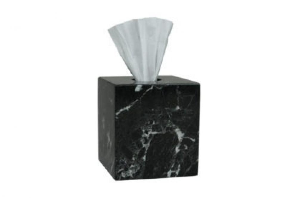 Eris Collection Black Zebra Marble Polished Finish Tissue Box Holder