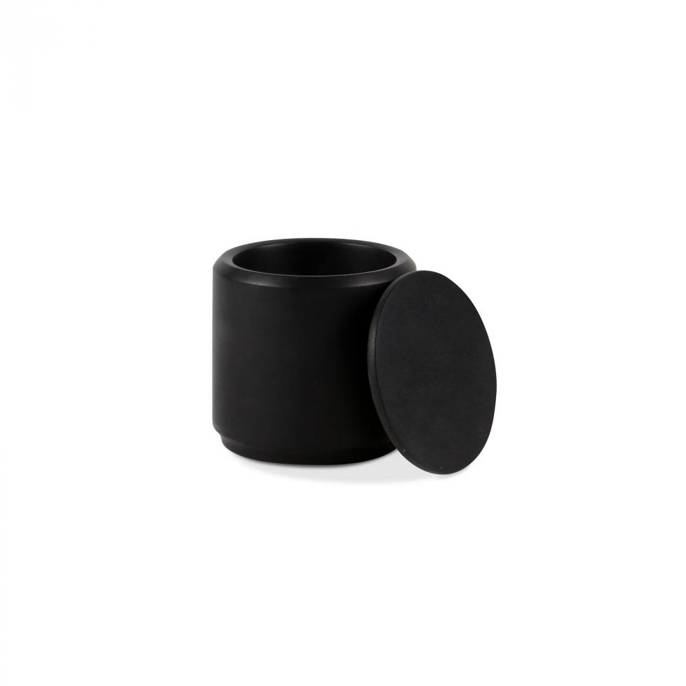Jet Black Marble Honed Finish Cylindrical Canister