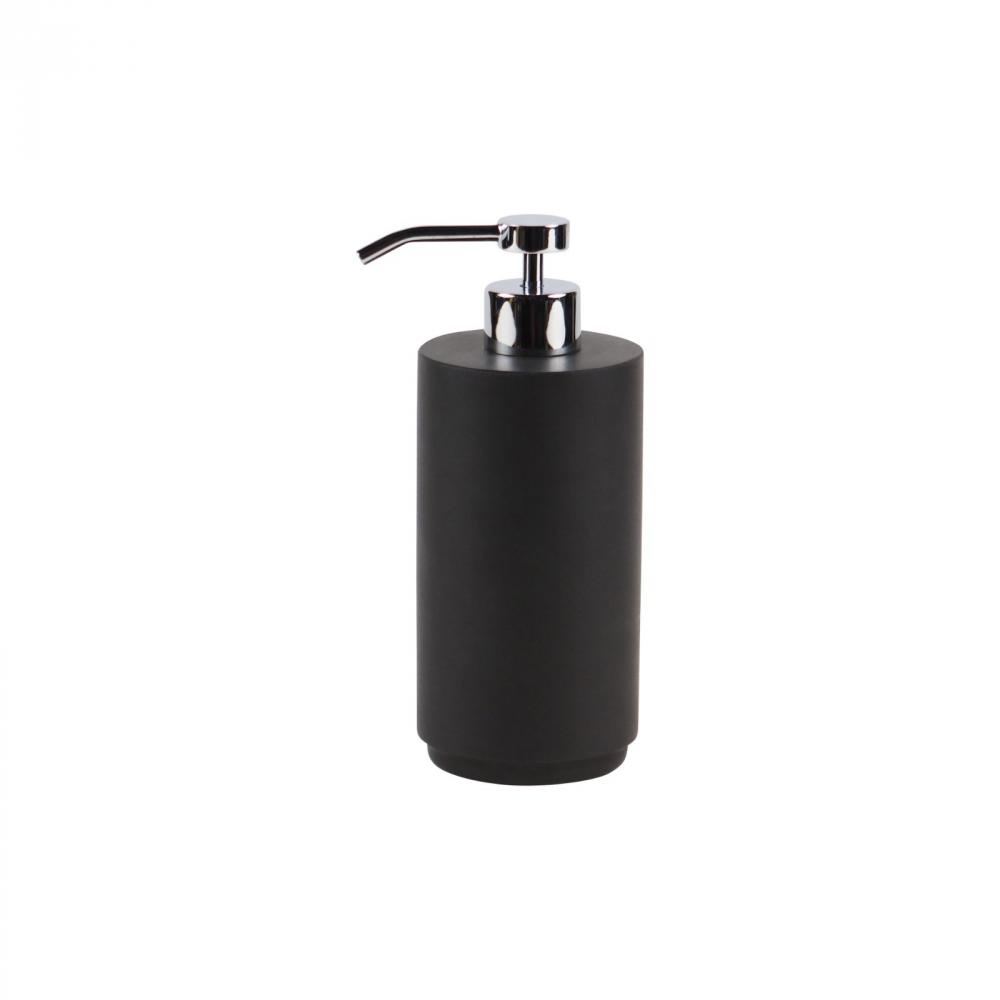 Eris Collection Jet Black Marble Honed Finish Cylindrical Soap Dispenser