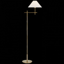 City Lights Detroit Items SP 1023HAB-L - Hackney Bridge Arm Floor Lamp in Hand-Rubbed Antique Brass with Linen Shade